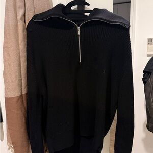 COS Men's Black Zip-Up Sweater